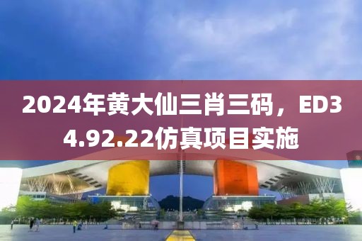 2024年黄大仙三肖三码，ED34.92.22仿真项目实施